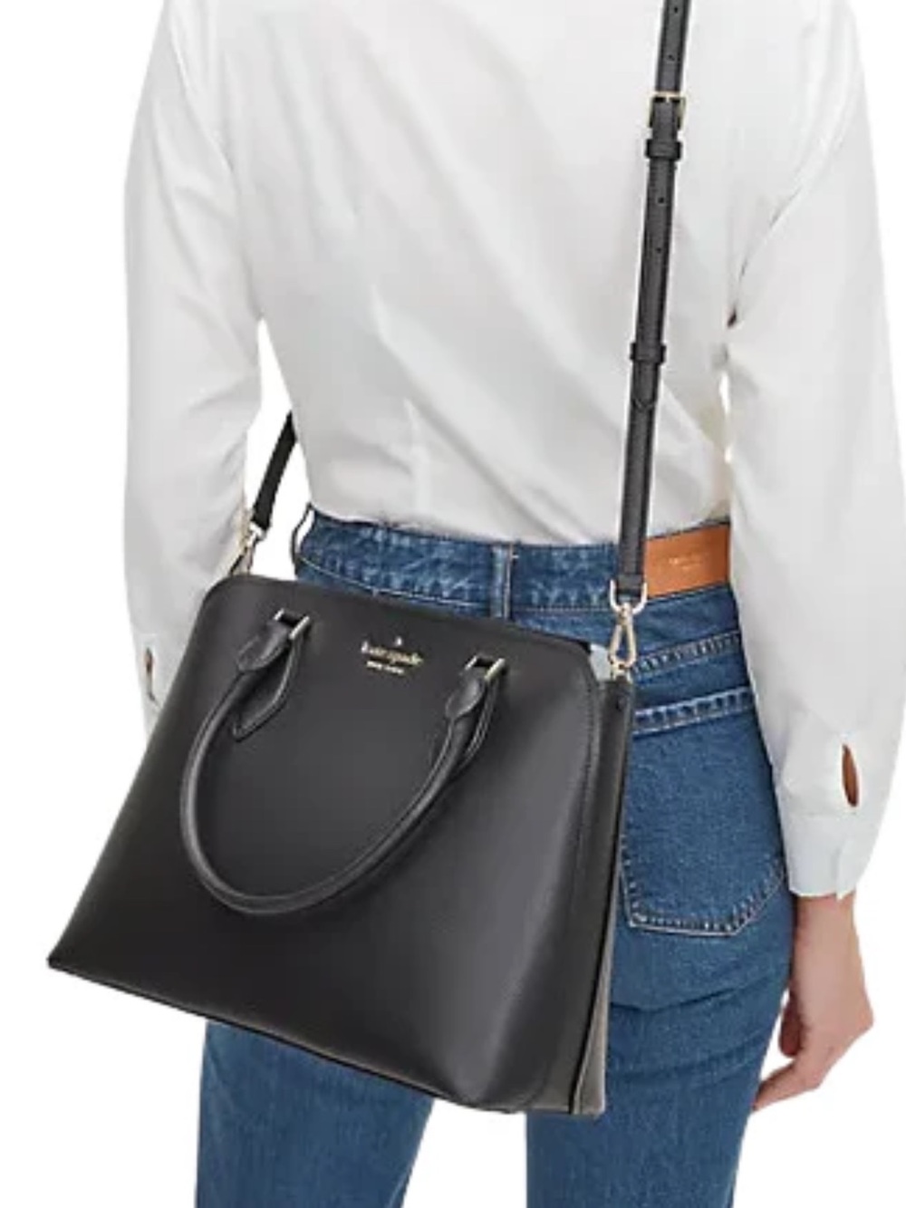 Chic Kate Spade Darcy Large Black Leather Structured Satchel Quiet Luxury